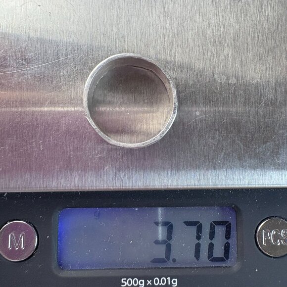 VTG Solid Sterling Silver 925 Hammered Finish Band Ring Size 6 - Picture 7 of 7